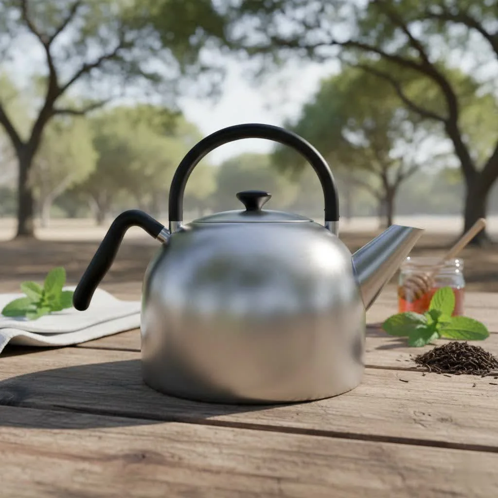 Blooming tea flower unfurling in a clear glass teapot
